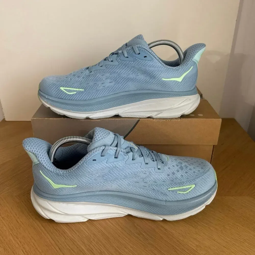 HOKA ONE ONE Clifton 9 Blue/Yellow Men Running Sneakers- SZ 9 Wide
